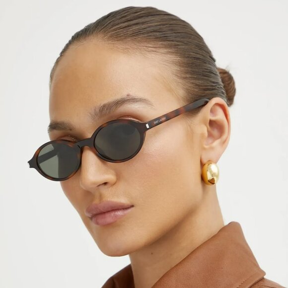 Saint Laurent JEANNE Sunglasses – Havana Oval Frame / Grey Lenses (SL751 002) - Picture 11 of 13